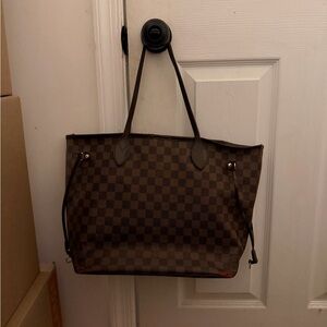 LV NEVERFULL Brown Checkered Tote Bag (Authentic)